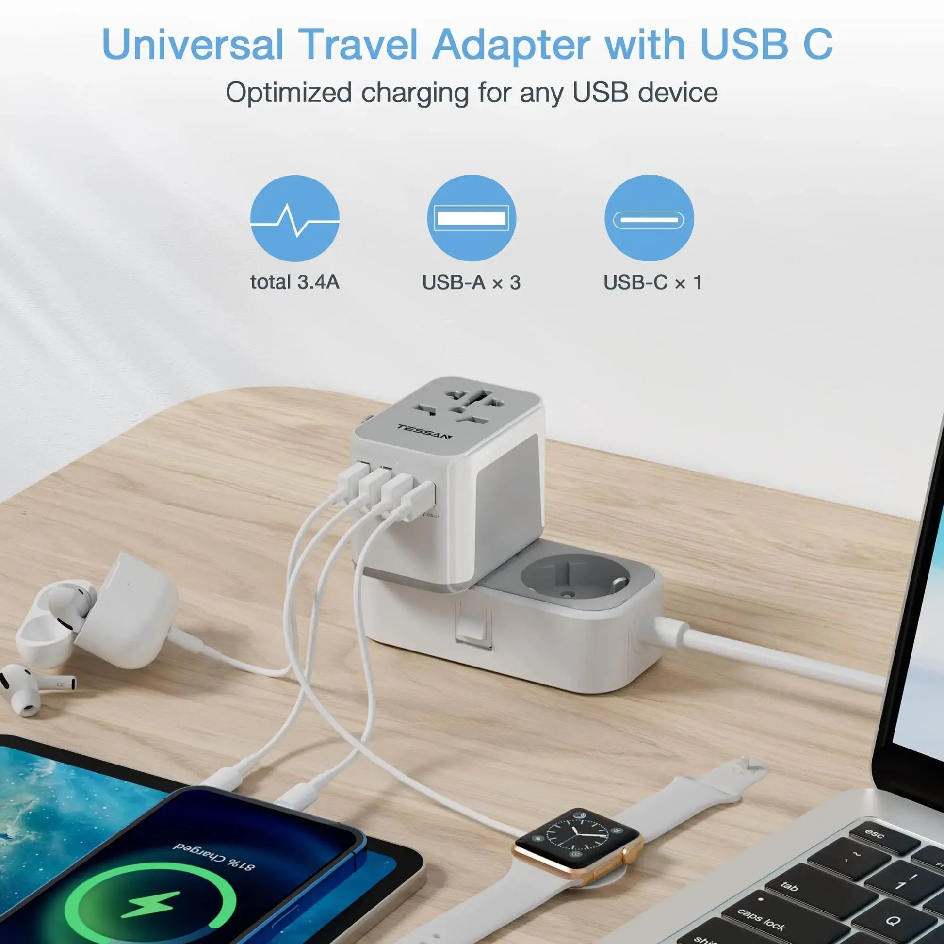 Global Connect Universal Travel Adapter USB